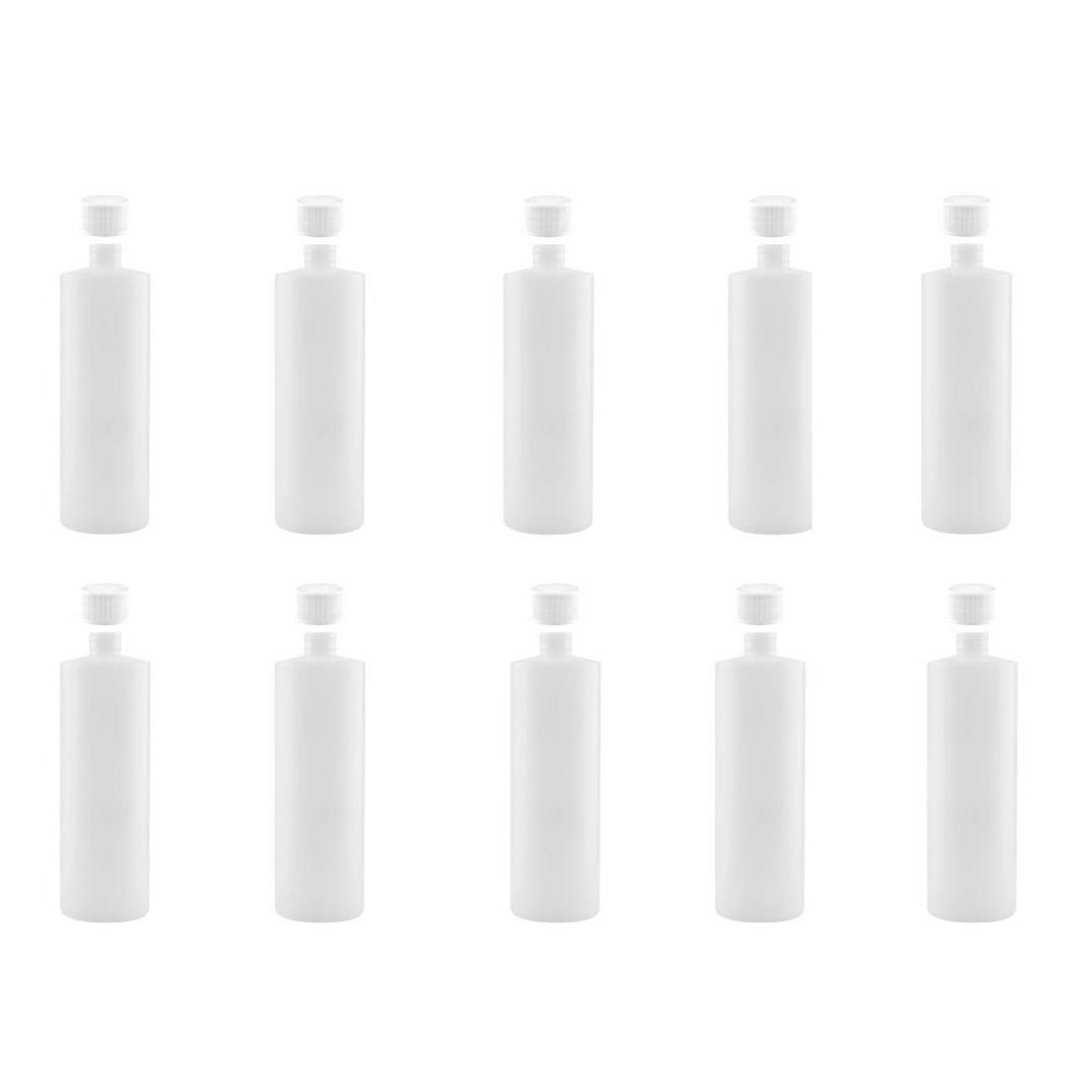Kitchee 10x 500ml Natural HDPE Round Bottle + 28/410 Caps - Empty Plastic Food Storage