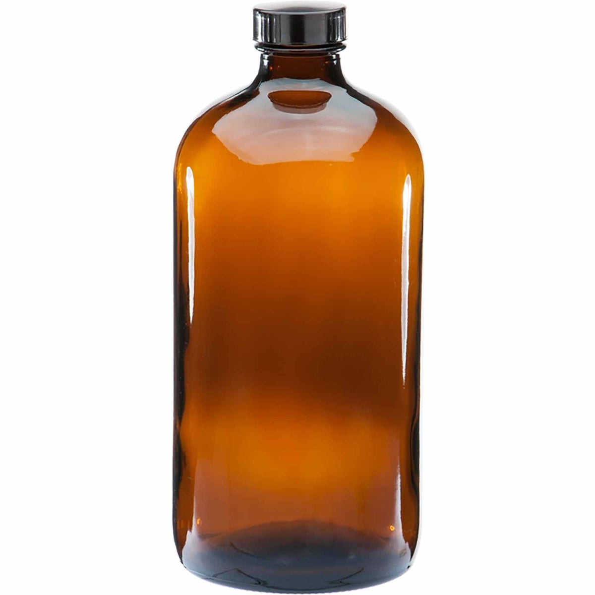 Kitchee 12 x 1L Amber Glass Boston Bottles Empty + Tamper Evident Caps Bulk