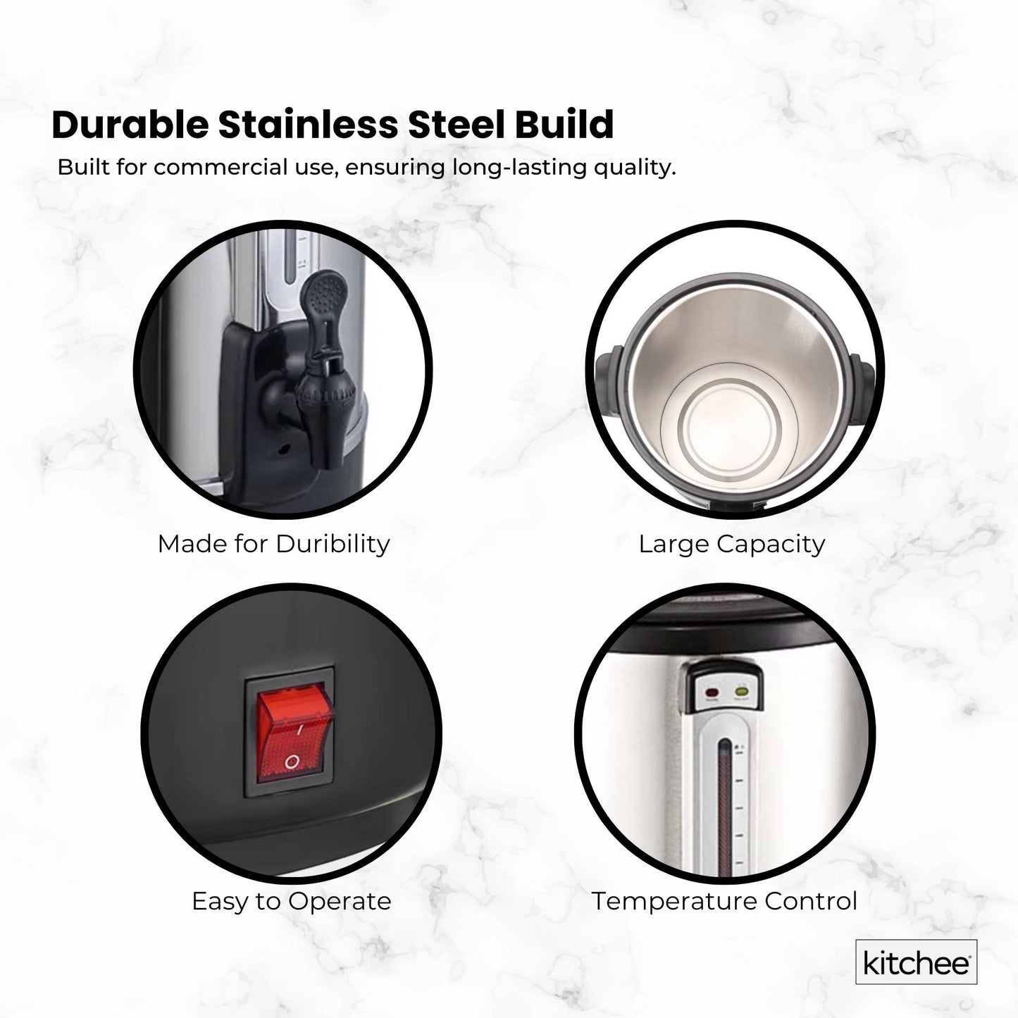 Kitchee 15L Electric Water Boiler Stainless Steel Commercial Urn