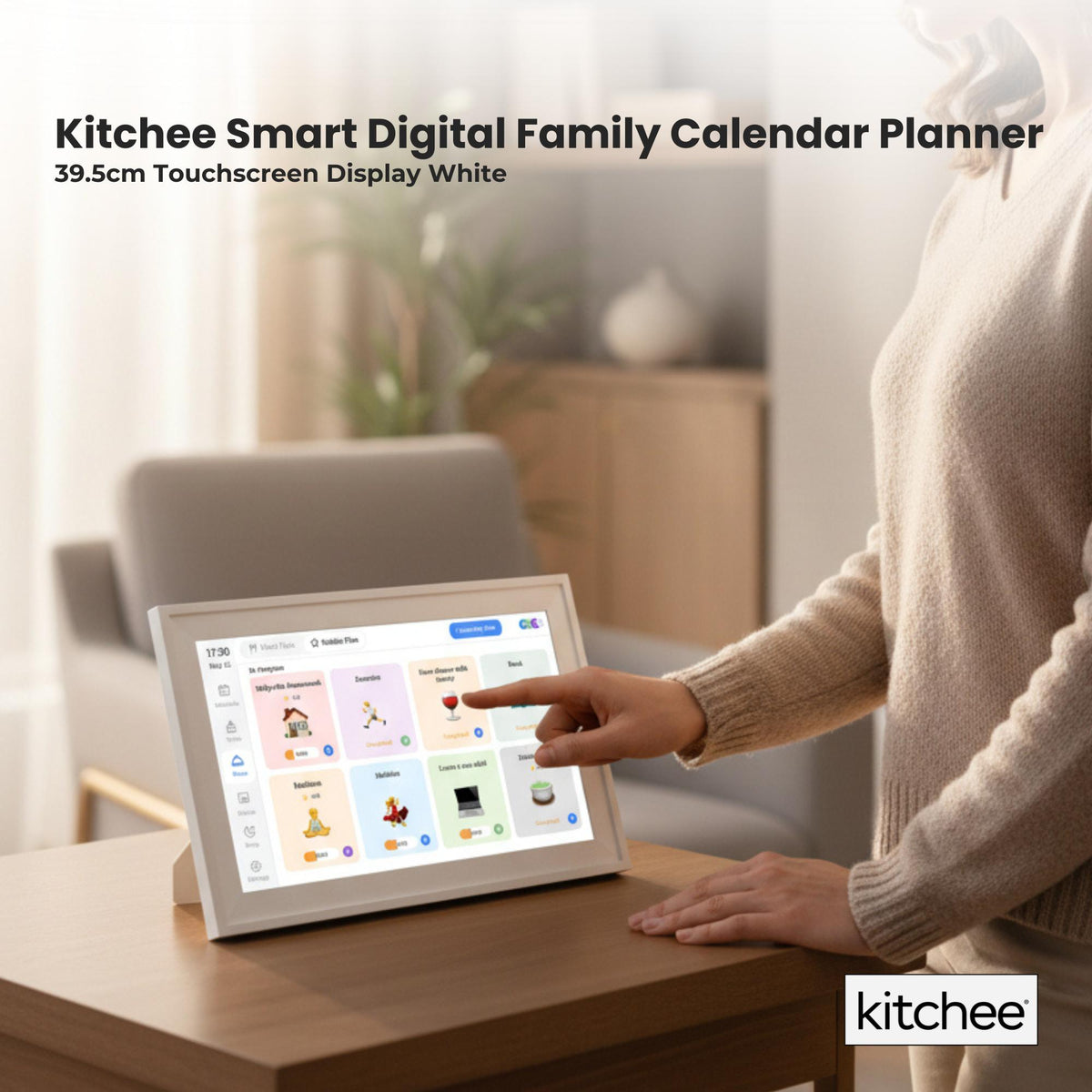 Kitchee 15.6" Digital Calendar Smart Family Planner - 39.5cm Touchscreen White