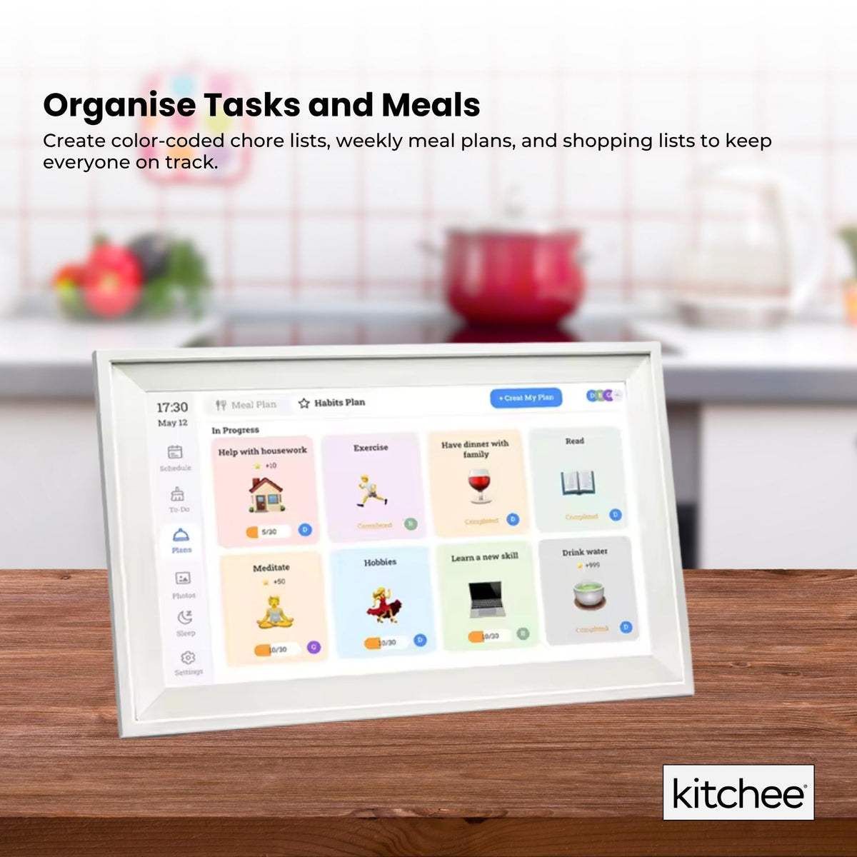 Kitchee 15.6" Digital Calendar Smart Family Planner - 39.5cm Touchscreen White
