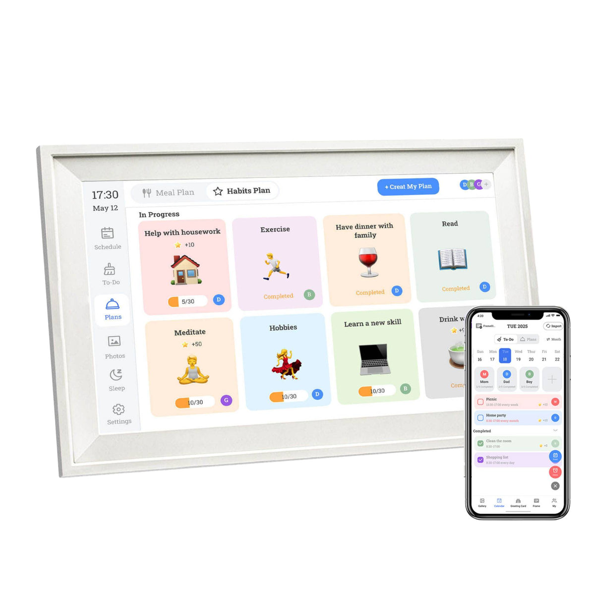 Kitchee 15.6" Digital Calendar Smart Family Planner - 39.5cm Touchscreen White