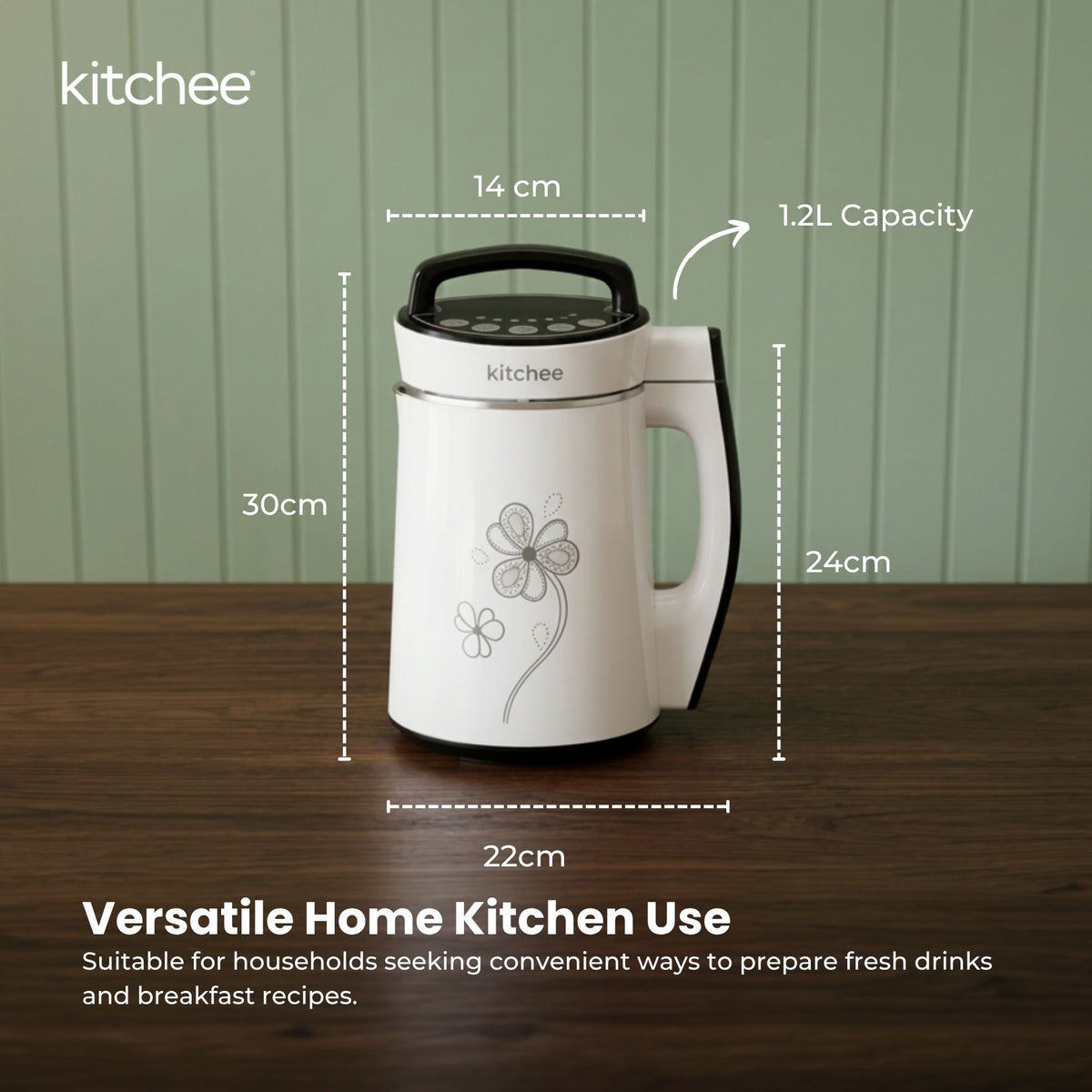 Kitchee 1.2L Automatic Soy Milk Maker 7-in-1 Almond Nut Blender Machine
