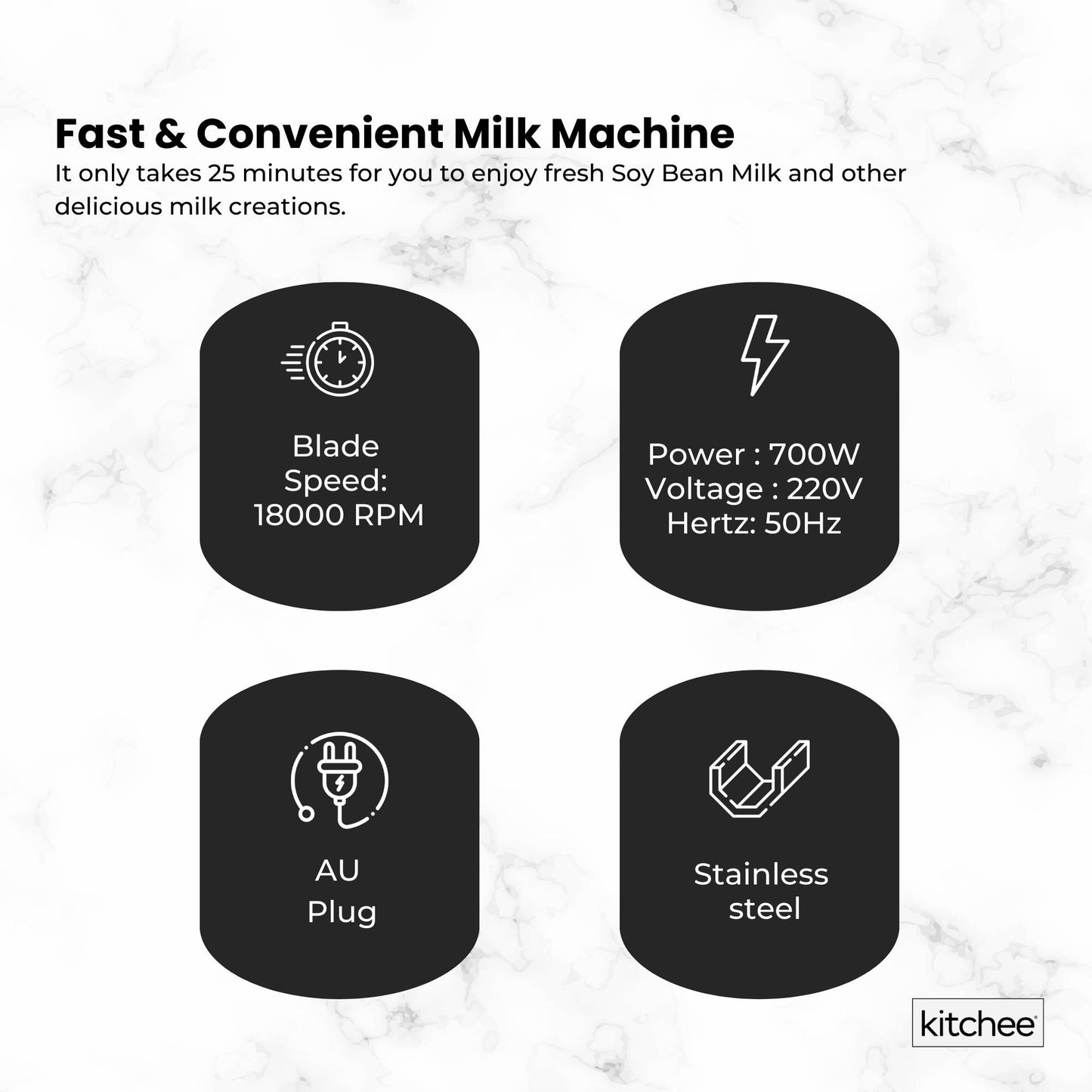 Kitchee 1.2L Electric Soy Bean Milk Maker Machine - Automatic Almond Nut Blender