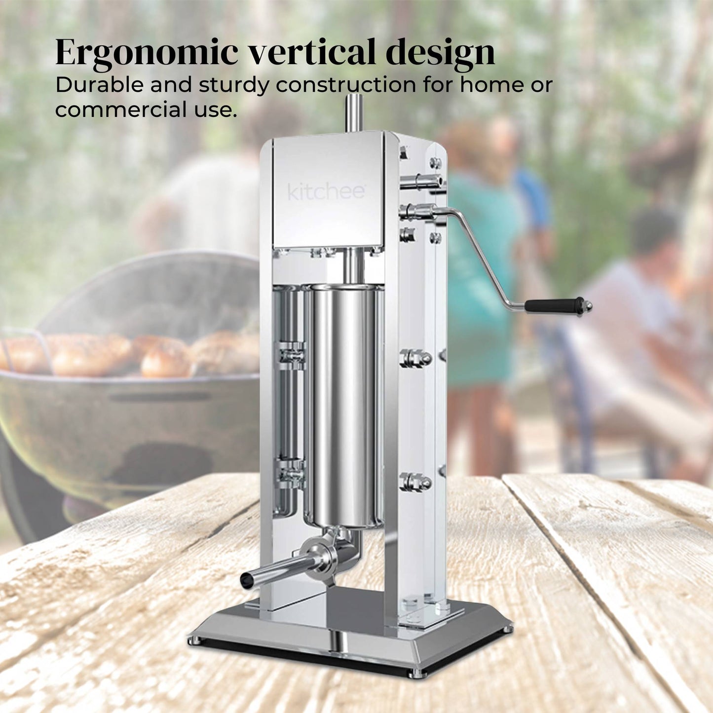 Kitchee 3L Manual Vertical Sausage Filler - Stainless Stuffer Meat Press Machine