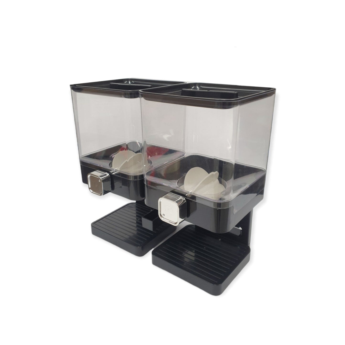 Kitchee 3.7L Double Cereal Dispenser Countertop for Rice Grain Storage Black
