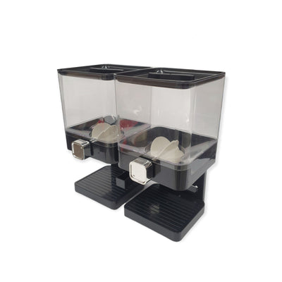 Kitchee 3.7L Double Cereal Dispenser Countertop for Rice Grain Storage Black