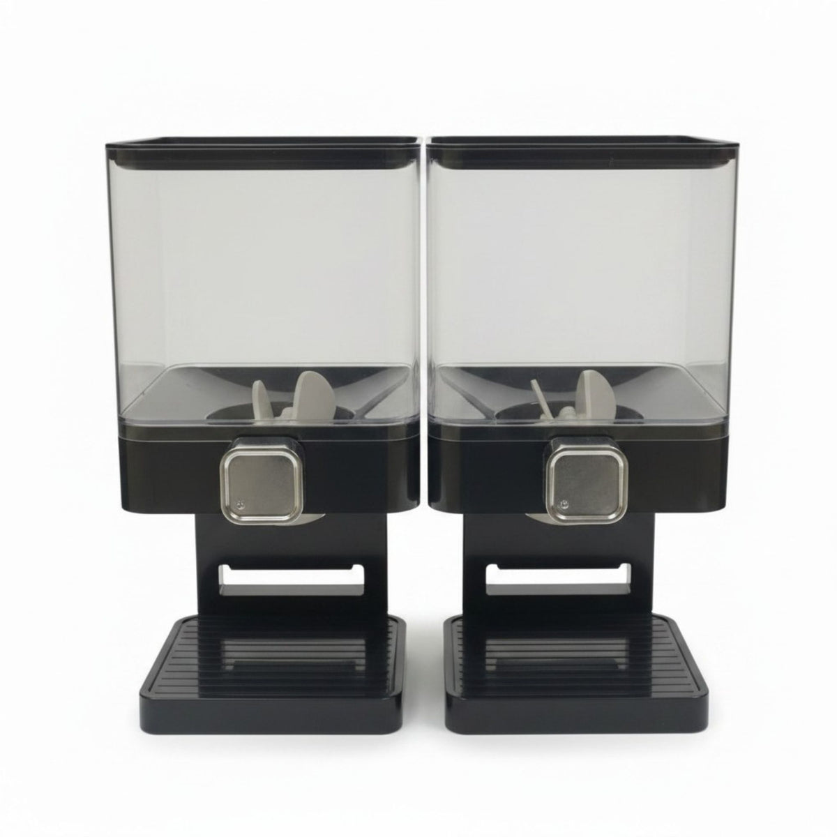 Kitchee 3.7L Double Cereal Dispenser Countertop Rice or Grain Storage Black