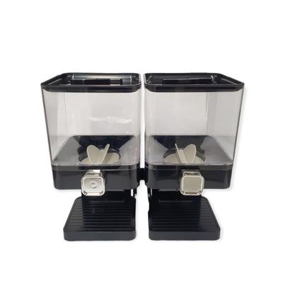 Kitchee 3.7L Double Cereal Dispenser Countertop for Rice Grain Storage Black