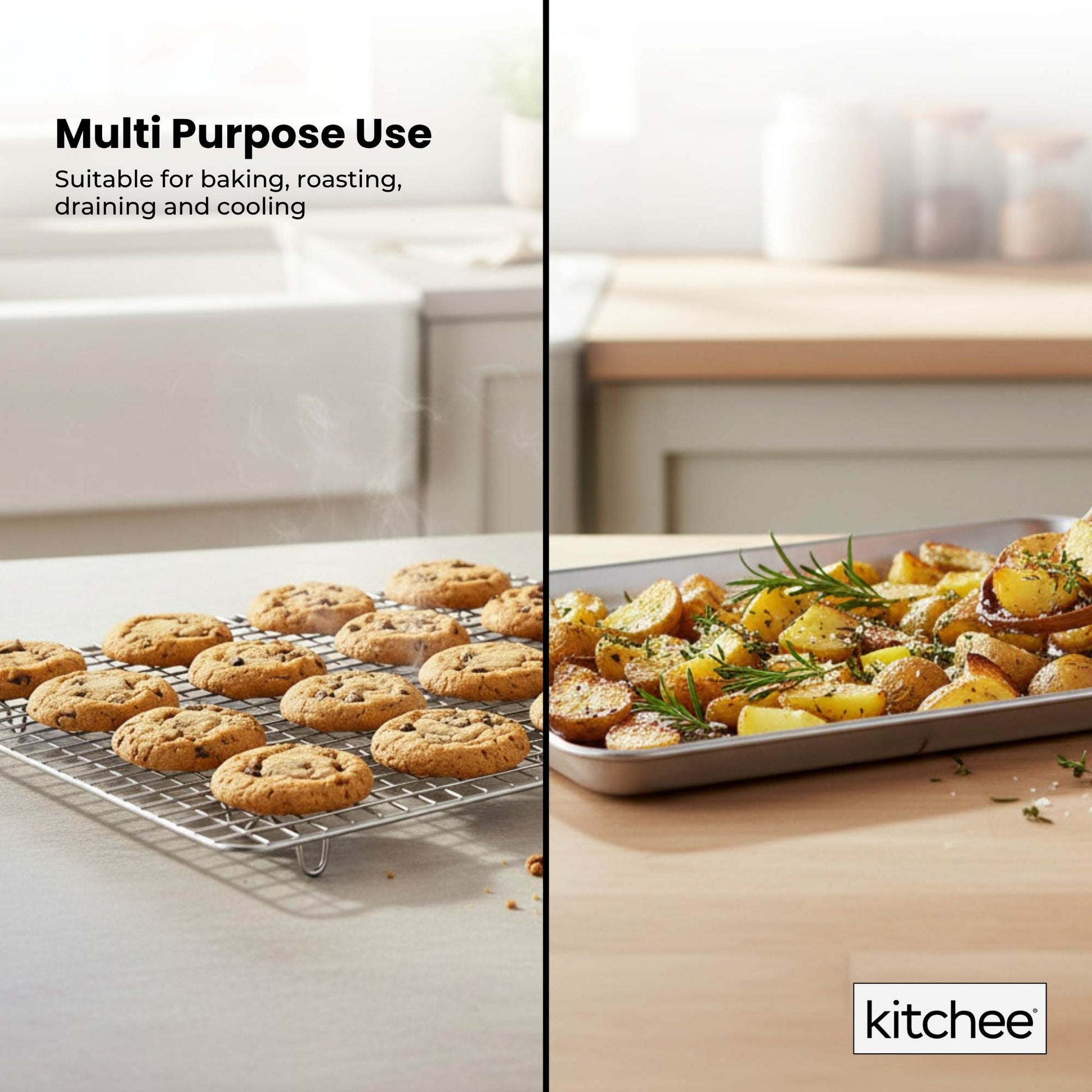 Kitchee 40.5x30.5cm Oven Baking Tray + Cooling Rack 4 Piece Stainless Steel Set