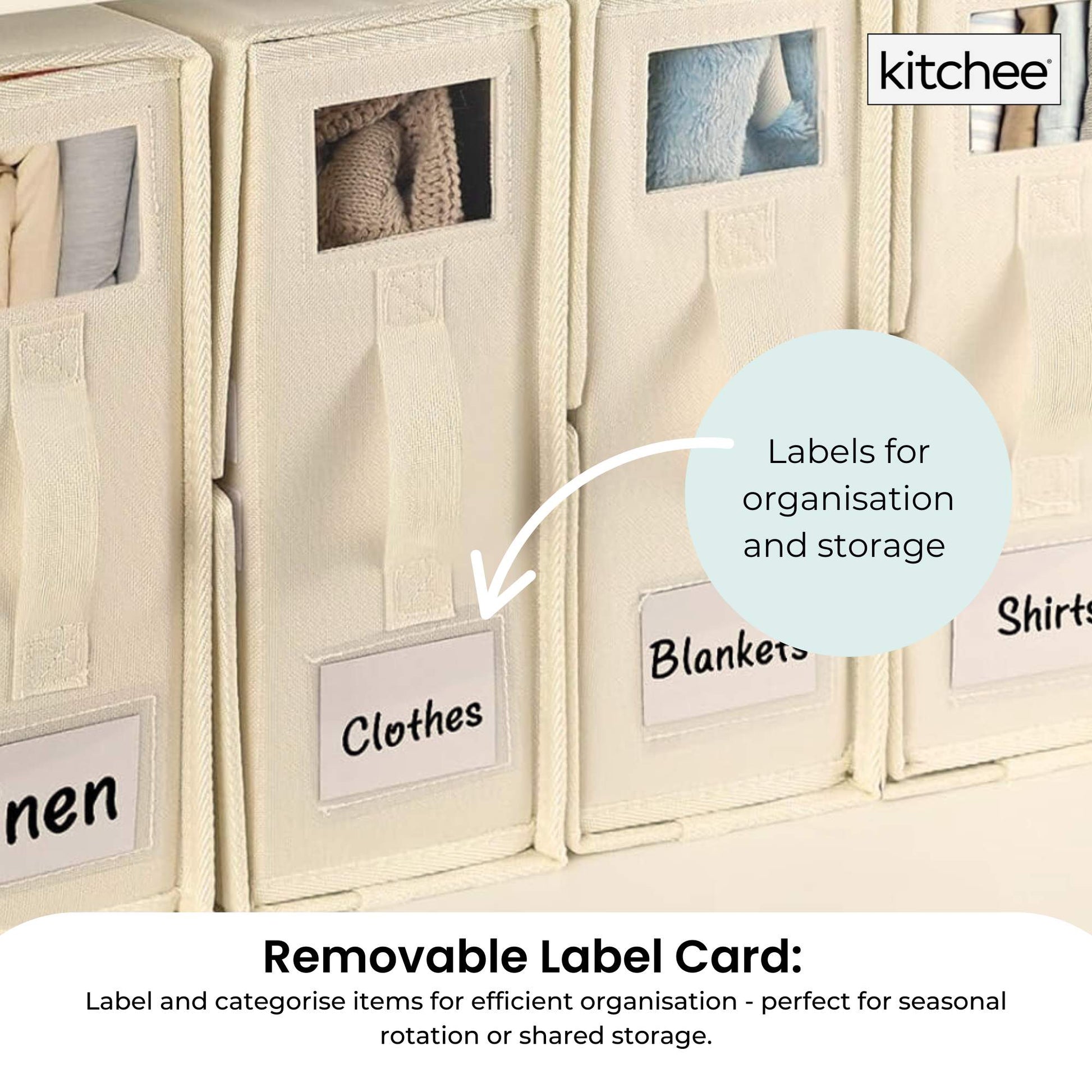 Kitchee 4x Foldable Bed Sheet Storage Box - Linen + Closet Organiser Beige
