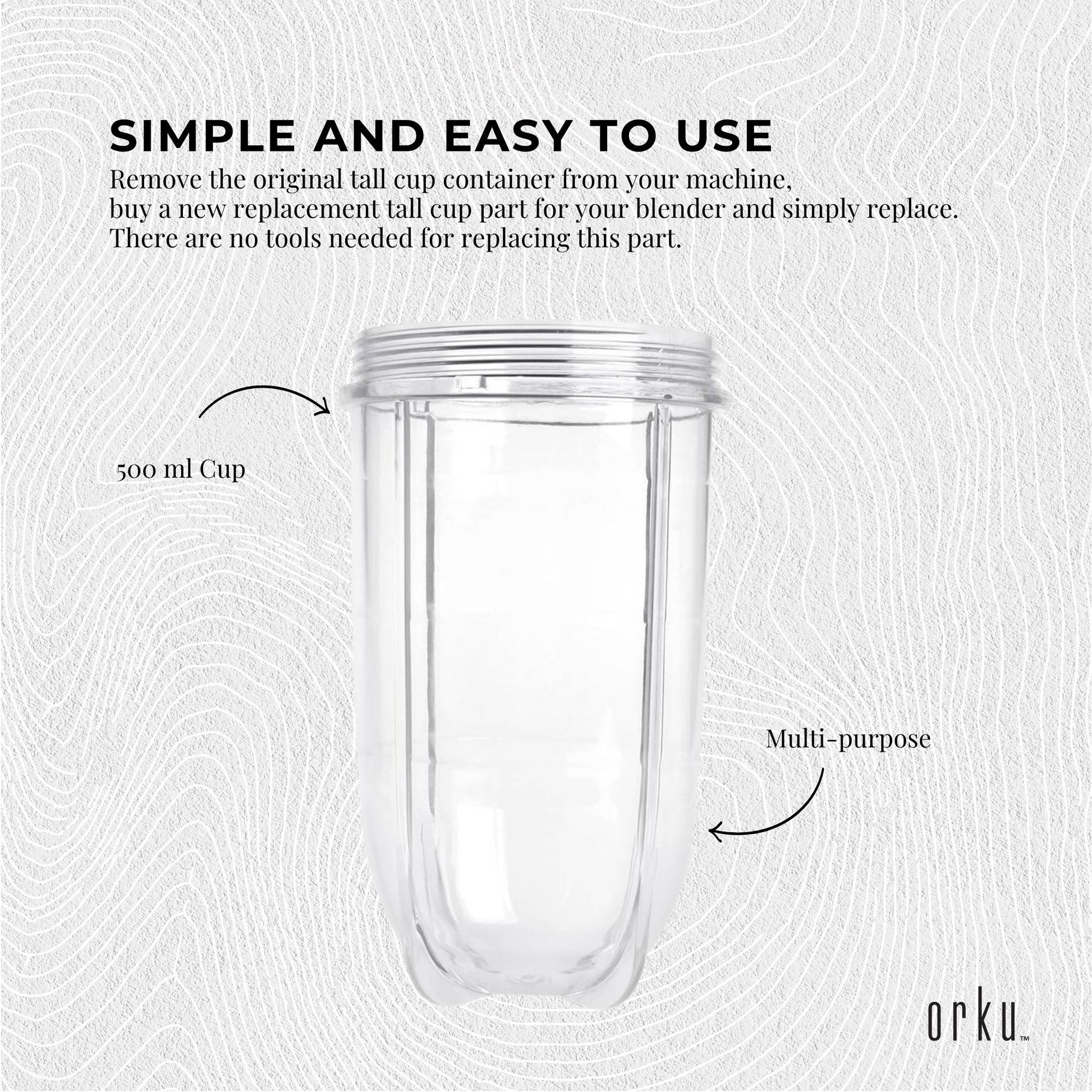 Kitchee 500ml Tall Cup Replacement For Magic Bullet Cross Blade Blender