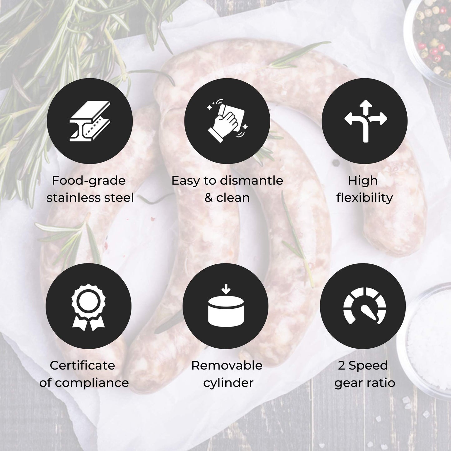 Kitchee 5L Manual Vertical Sausage Filler - Stainless Stuffer Meat Press Machine