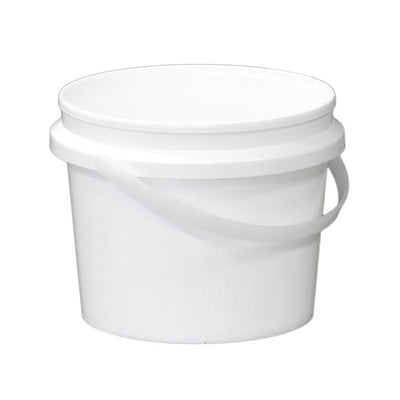 Kitchee Bulk 10x 2L Plastic Buckets + Lids - Empty White With Handle Small Pail