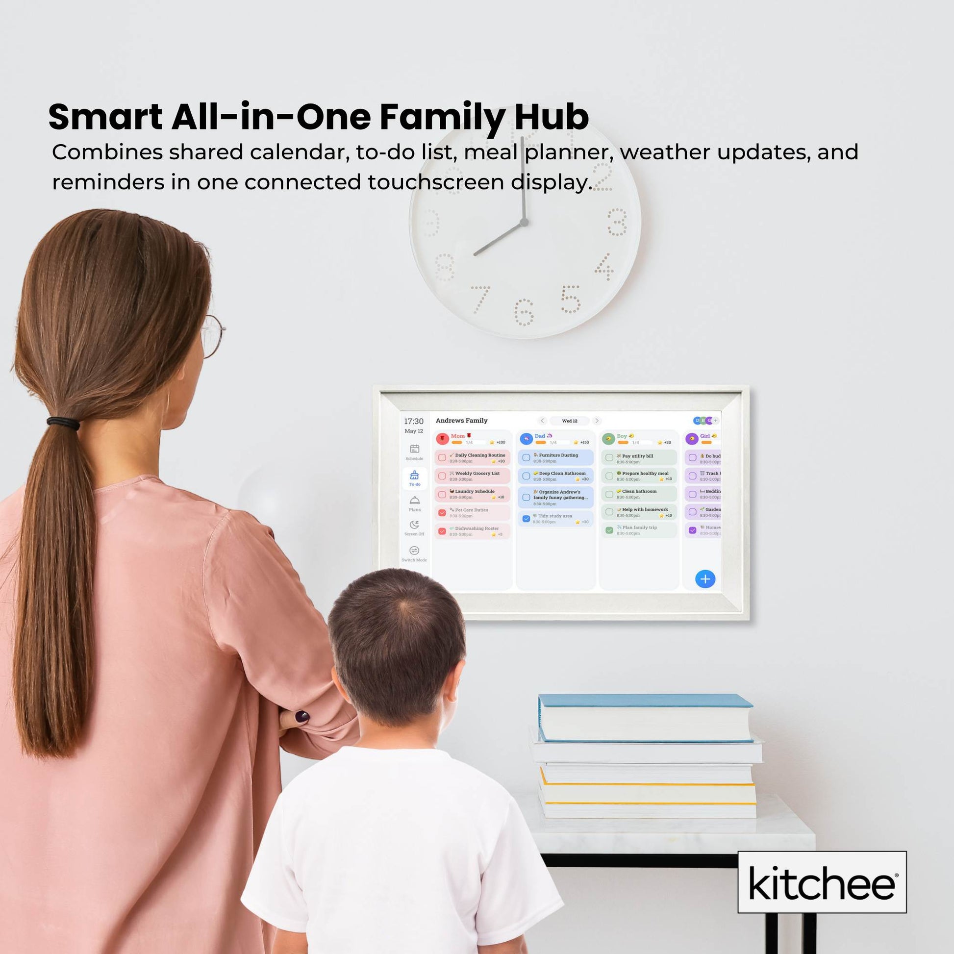 Kitchee Digital Calendar Smart Family Planner - 39.5cm Touchscreen Display White