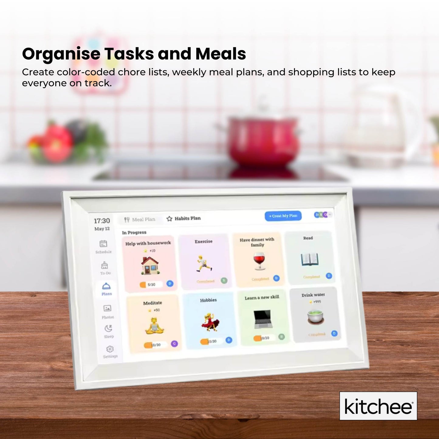 Kitchee Digital Calendar Smart Family Planner - 39.5cm Touchscreen Display White
