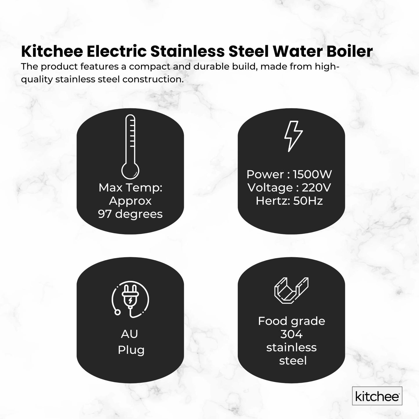 Kitchee 10L Electric Water Boiler - Stainless Steel Commercial Hot Liquid Urn