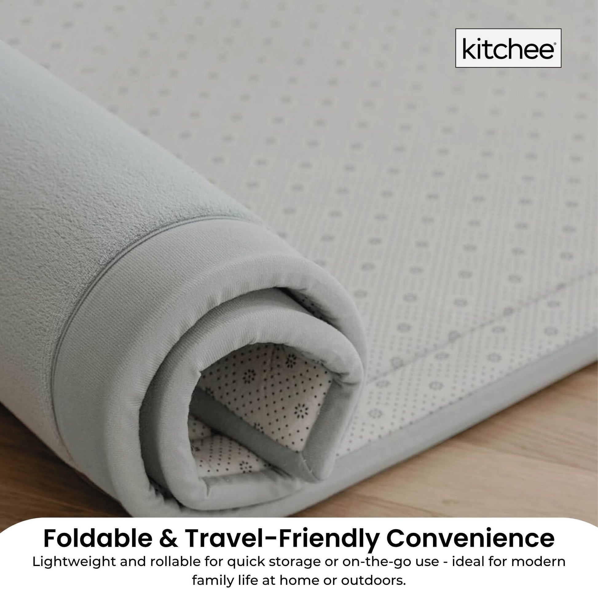 Kitchee Foam Floor Mat 150x200cm - Padded Thick Soft Tatami Style Rug Grey
