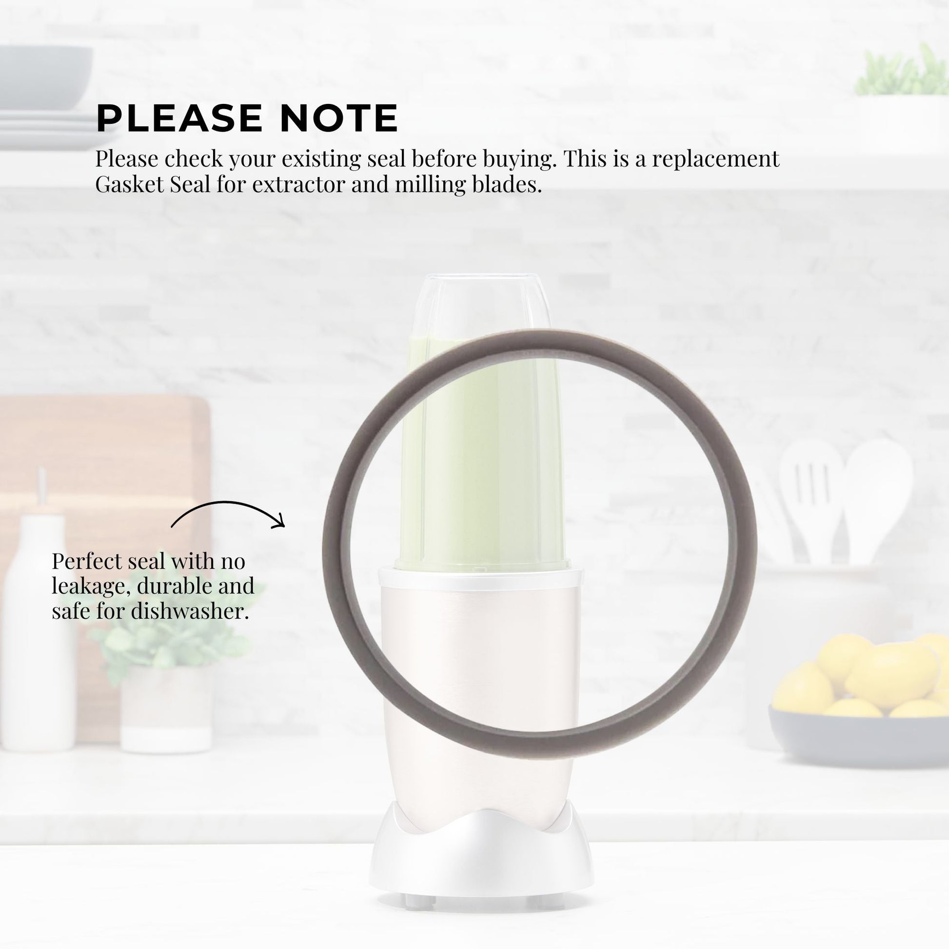 Kitchee For Nutribullet Short Cup + Extractor Blade + Grey Seal