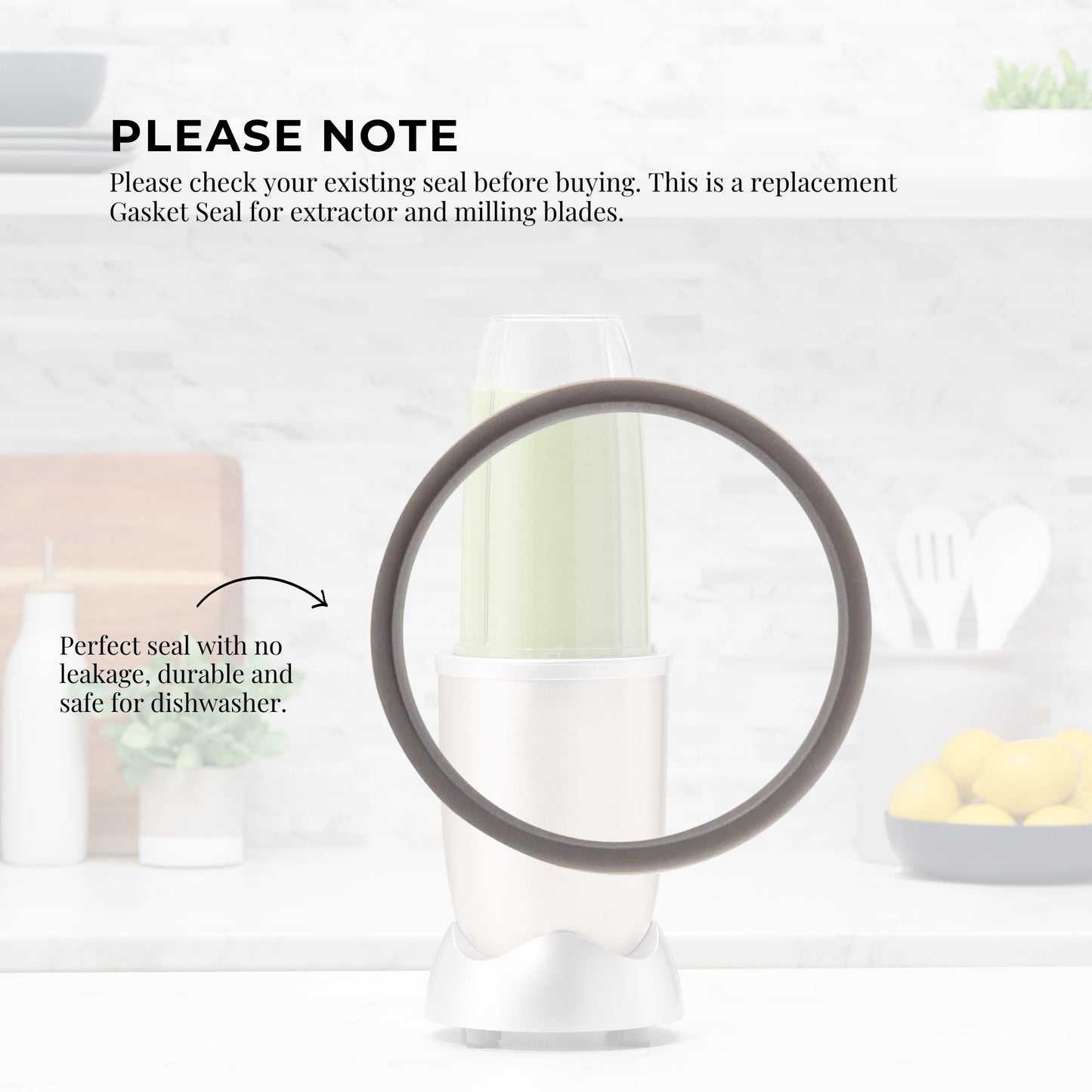 Kitchee For Nutribullet Short Cup + Holder Lip Ring + Grey Seal for 900 600