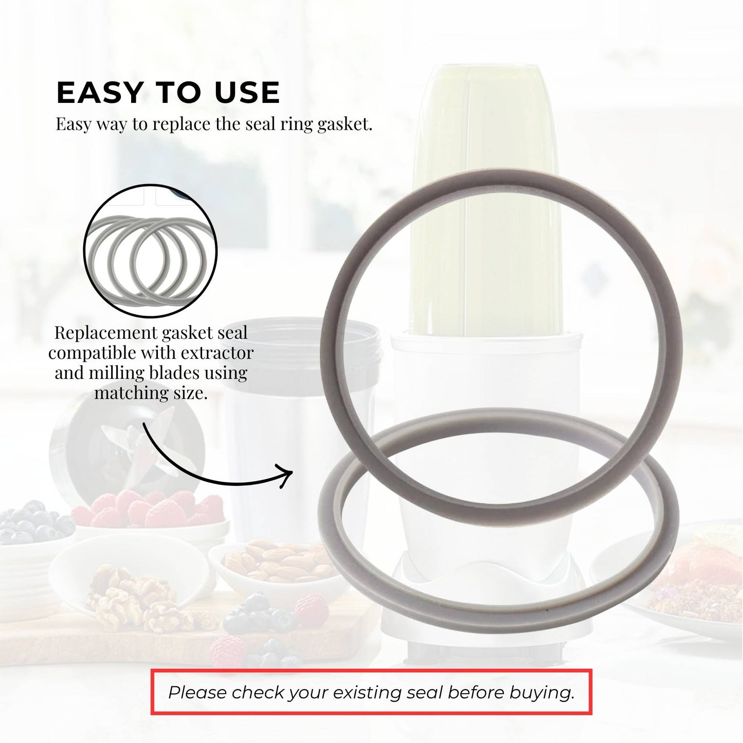 Kitchee Grey Gasket Seal Ring For Nutribullet Model 600 900 1200W 90mm