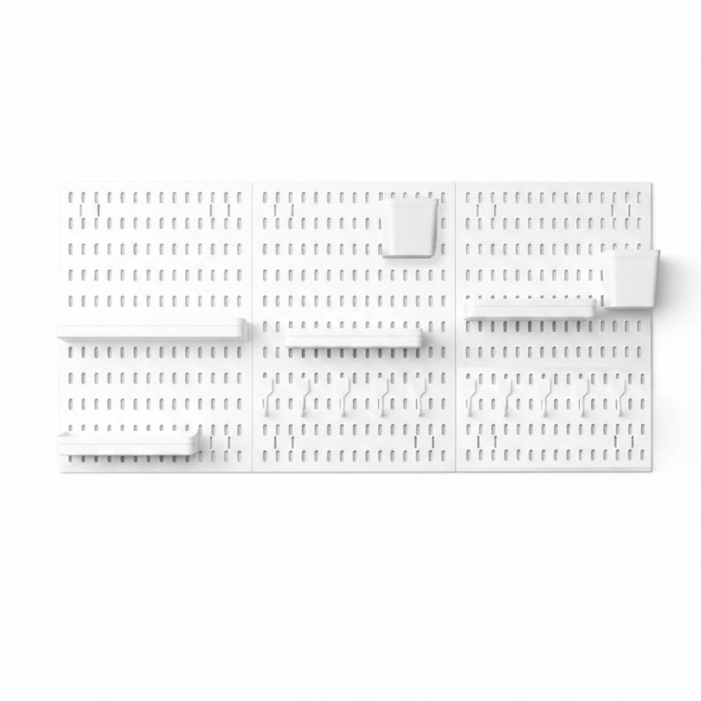 Kitchee Pegboard Wall Organiser Storage Kit 18 with Hooks and Baskets White