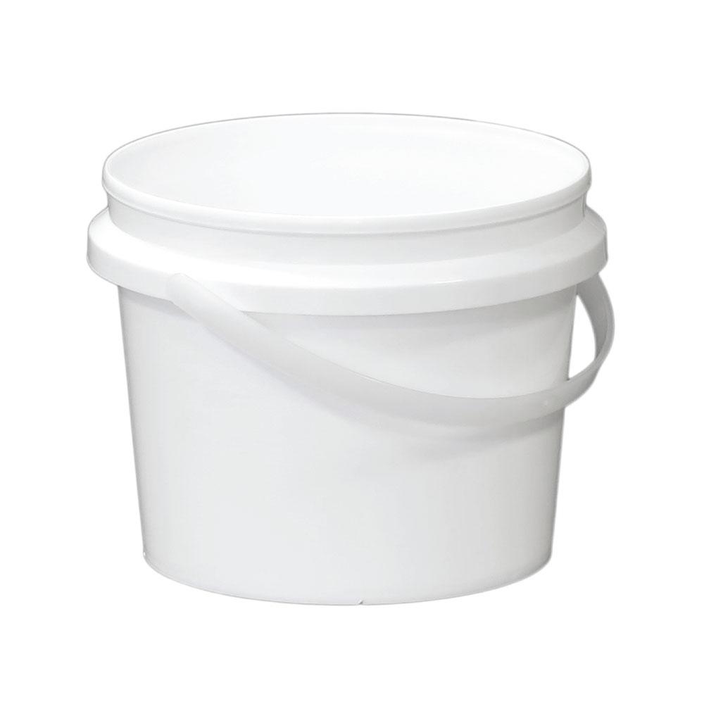 Kitchee Plastic White Buckets Handle + Lid - 2L 5L 10L Small Med Large Tubs
