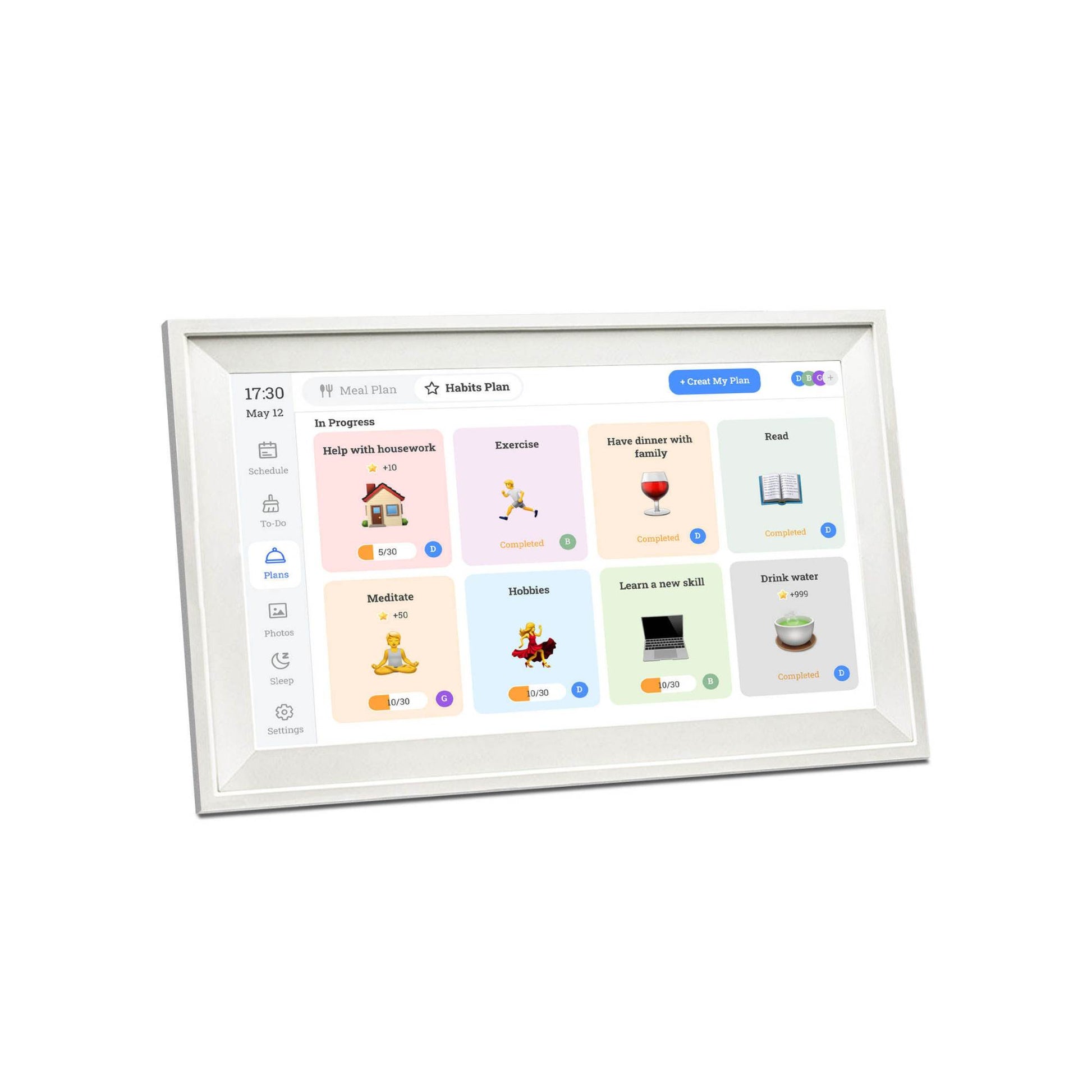 Kitchee Smart Digital Family Calendar Planner - 39.5cm Touchscreen Display White