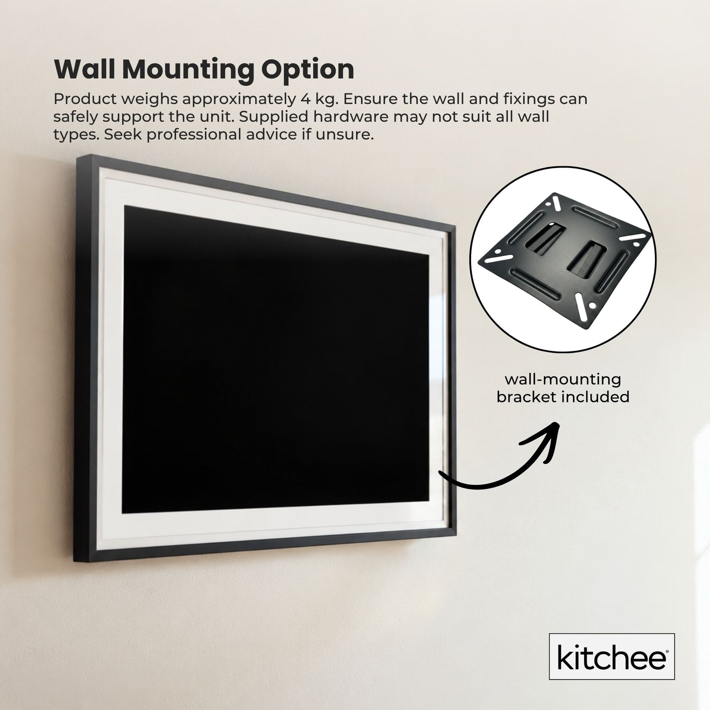 Kitchee 21.5" Digital Calendar Smart Planner - 54.6cm Touchscreen Black