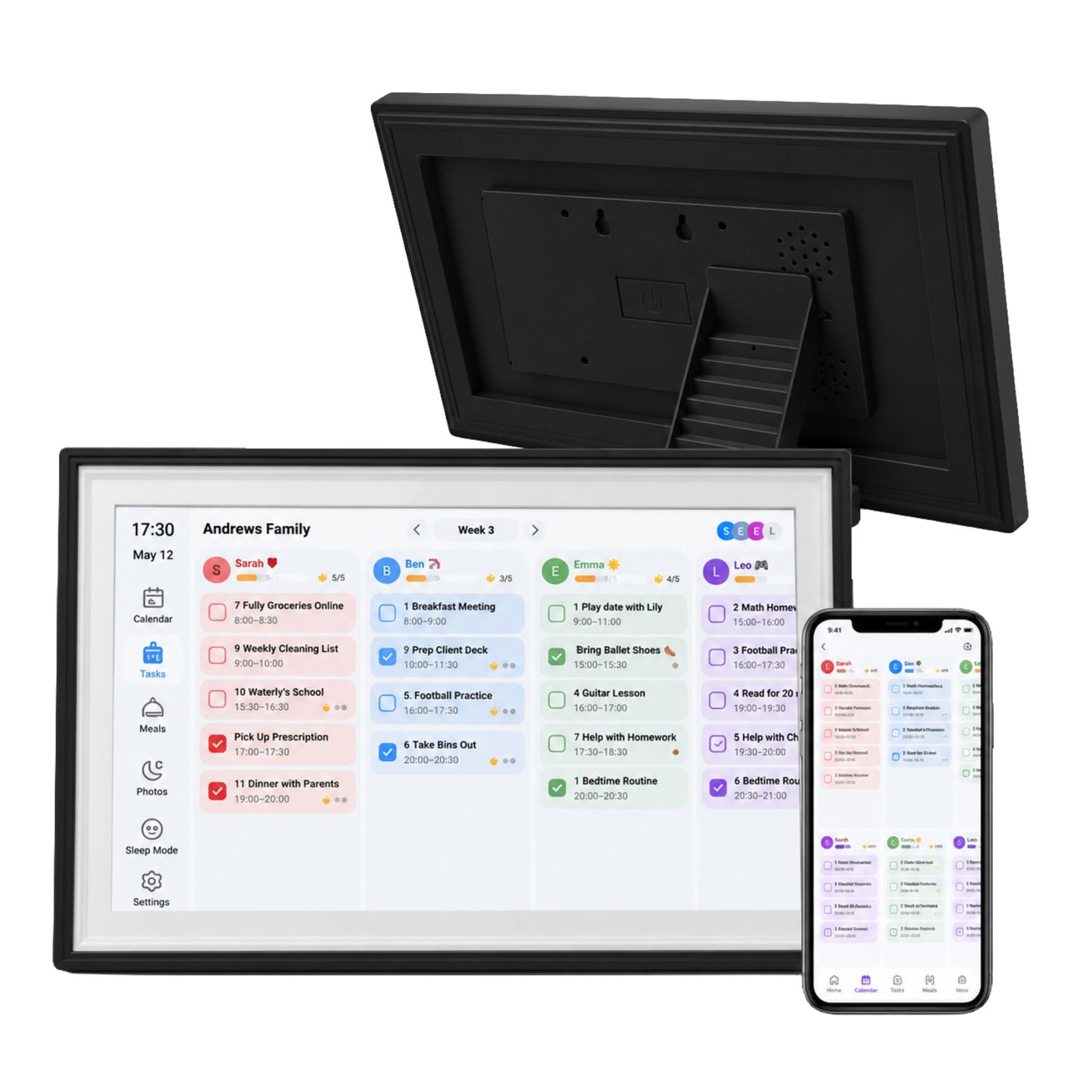 Kitchee 21.5" Digital Calendar Smart Planner - 54.6cm Touchscreen Black
