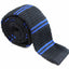 Knitted Black & Royal Blue Striped Patterned Neck Tie