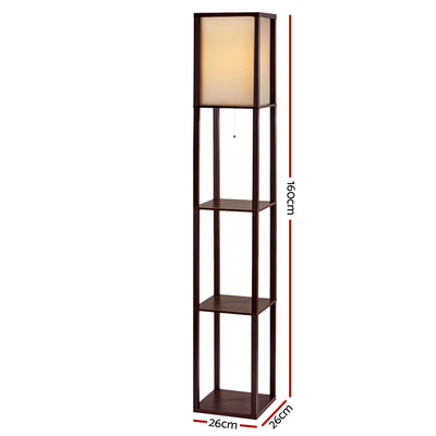 Artiss Floor Lamp Vintage Reding Light Stand Wood Shelf Storage Organizer Home