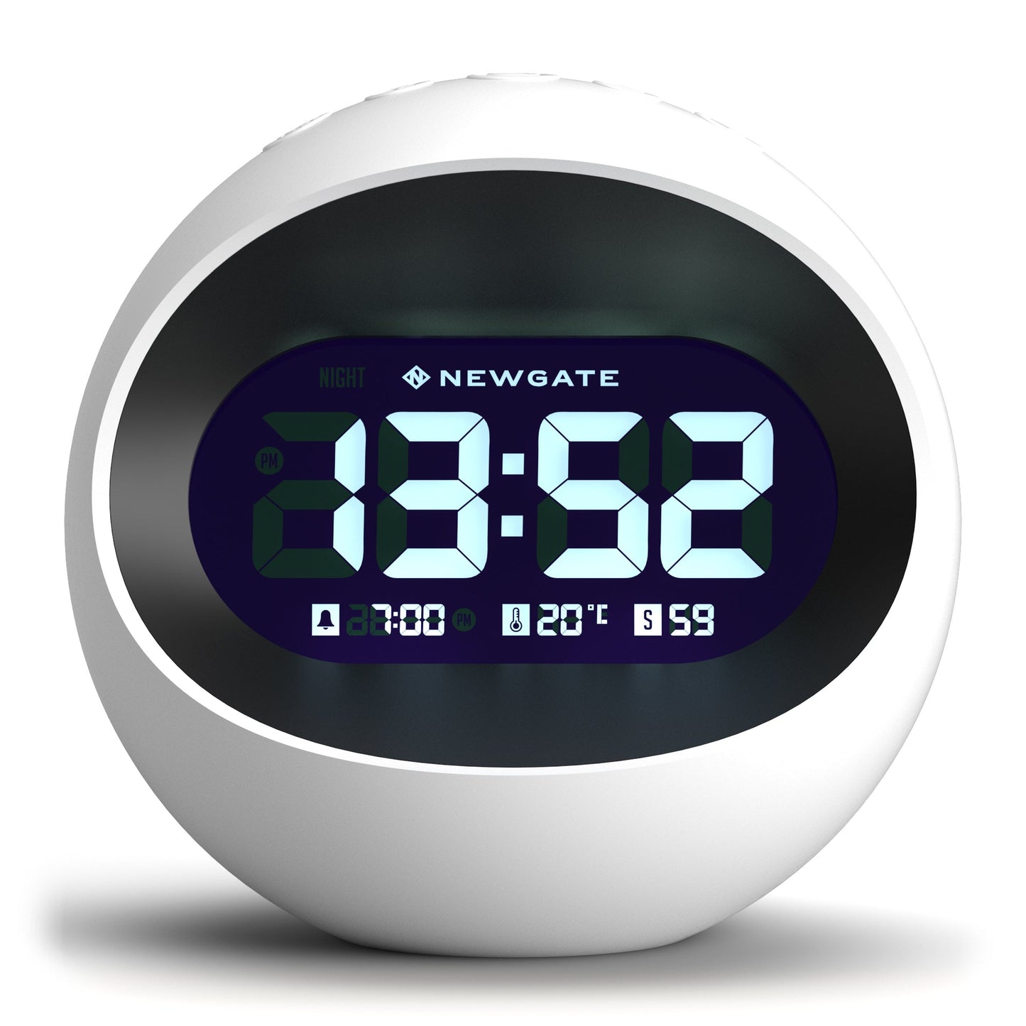 Newgate Centre Of The Earth Lcd Alarm Clock White