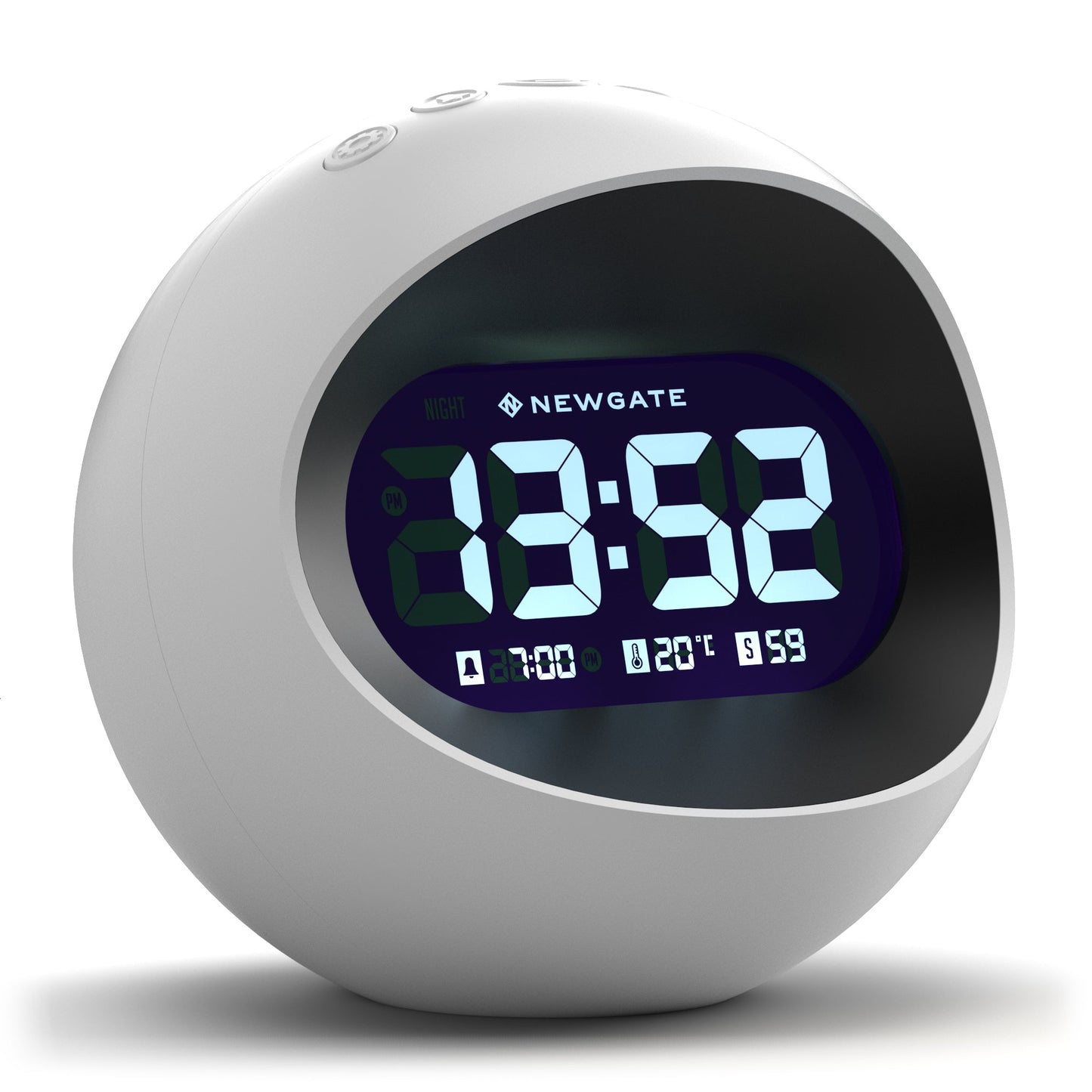 Newgate Centre Of The Earth Lcd Alarm Clock White