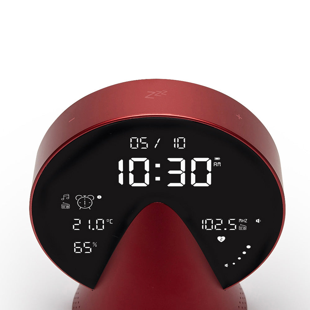 Lexon Conic Radio Alarm Clock With Fm & Built-In Bluetooth Speaker - Red