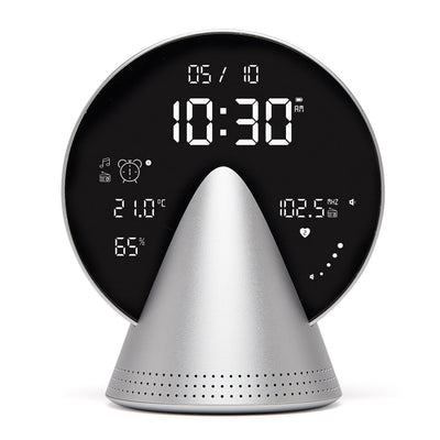 Lexon Conic Radio Alarm Clock With Fm & Built-In Bluetooth Speaker - Alu Polish