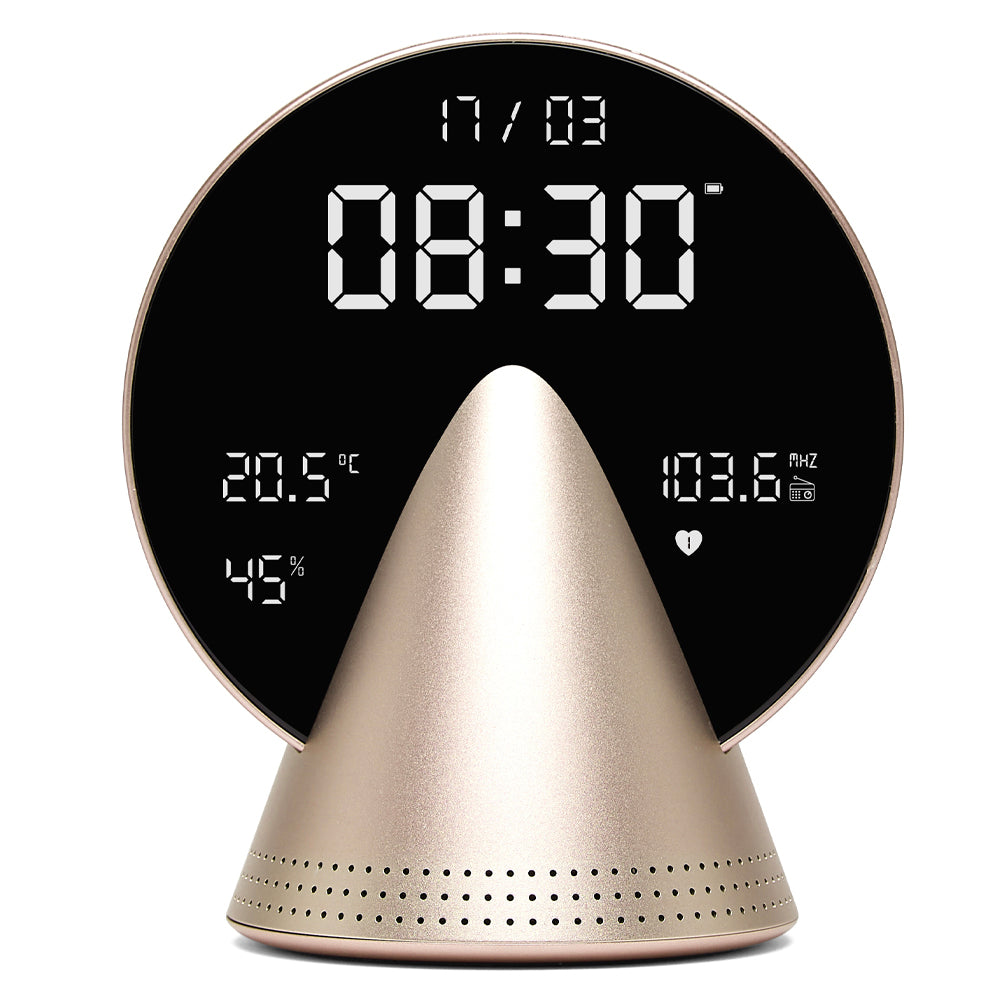 Lexon Conic Radio Alarm Clock With Fm & Built-In Bluetooth Speaker - Gold