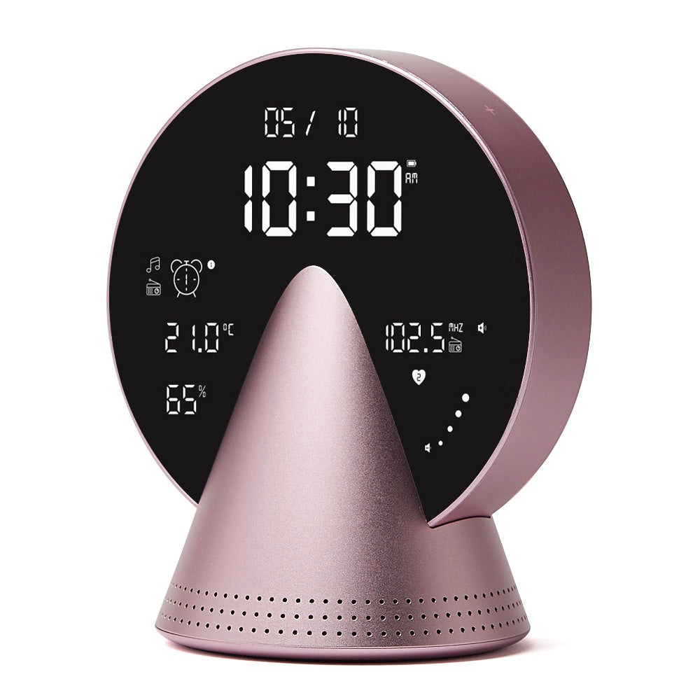 Lexon Conic Radio Alarm Clock With Fm & Built-In Bluetooth Speaker - Pink