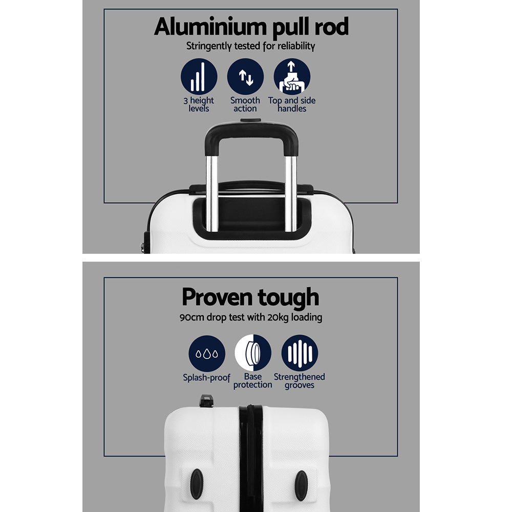 Wanderlite 2pcs Luggage Trolley Set Travel Suitcase TSA Hard Case White