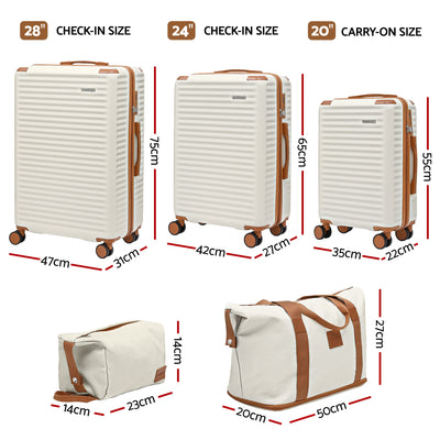 Wanderlite 5pcs Luggage Suitcase Set Trolley Travel TSA Lightweight Hard Case