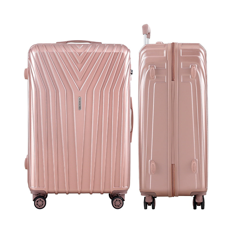 Wanderlite 3pc Luggage 20'' 24'' 28'' Trolley Suitcase Sets Travel TSA Hard Case Lightweight Pink