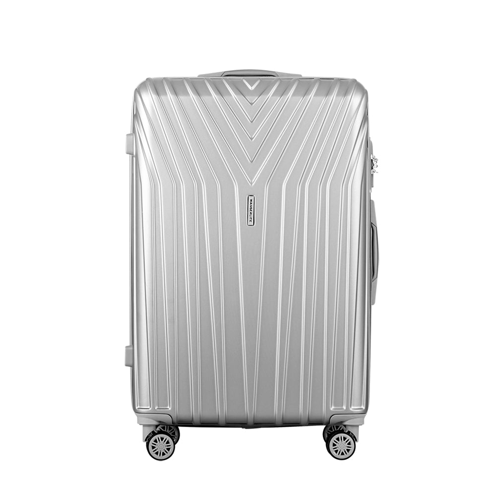 Wanderlite 3 Set Luggage 20-24-28 Inch Suitcase with TSA Lock Carry On Hard Shell Travel Luggage Organiser Case Silver