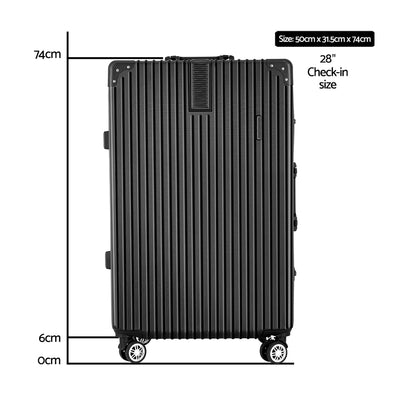 Wanderlite 28" Luggage Trolley Travel Suitcase Set TSA Hard Case Lightweight Aluminum Black