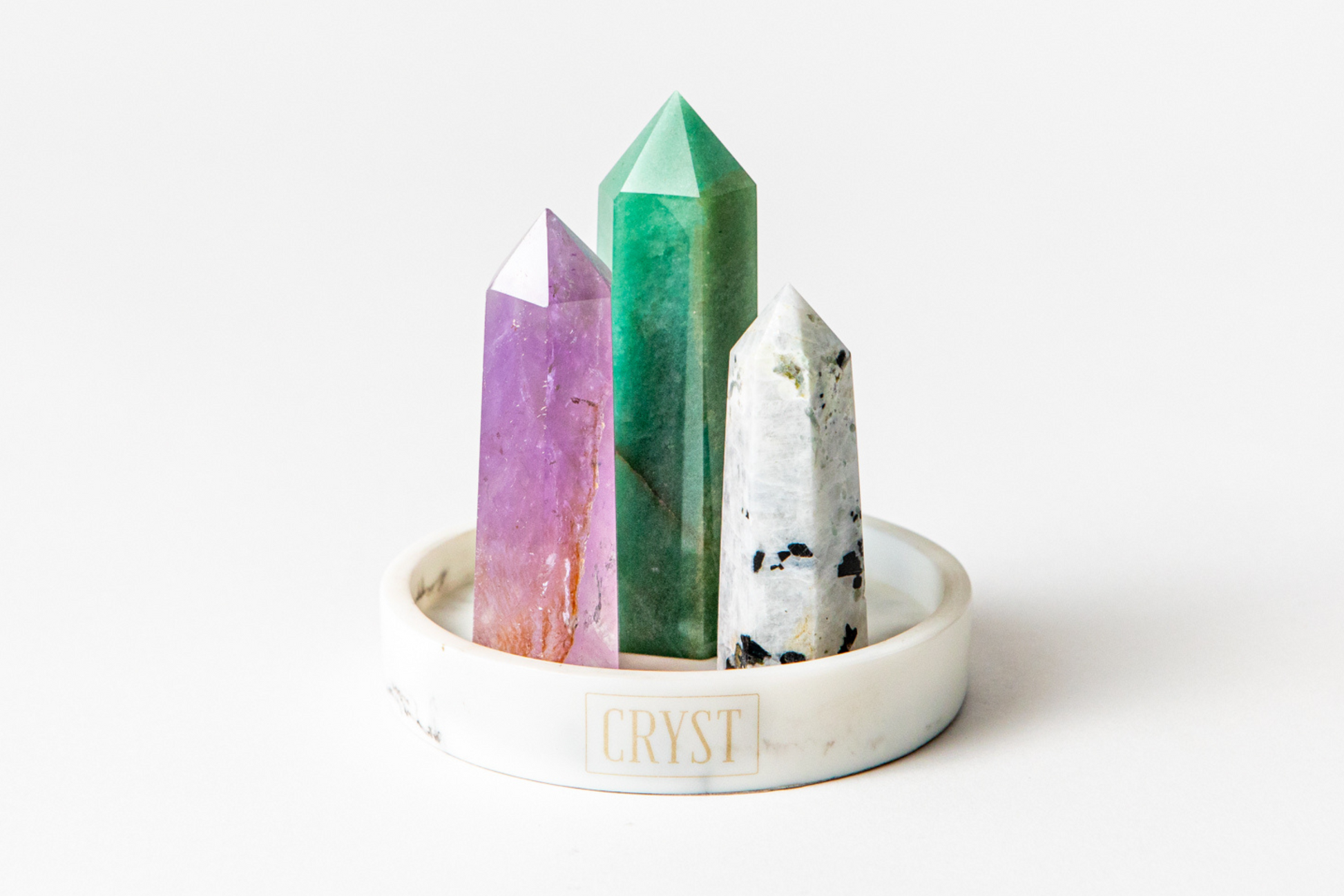Libra Crystal Trio - Green Aventurine, Ametrine + Rainbow Moonstone