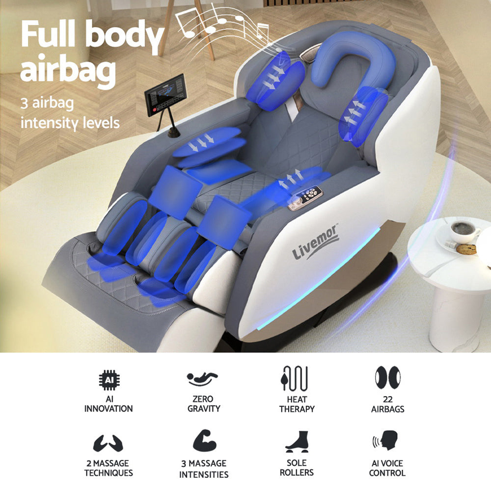 Livemor Beryl Full Body Massage Chair, Airbags Massage, Zero Gravity, with Heat, Electric Recliner