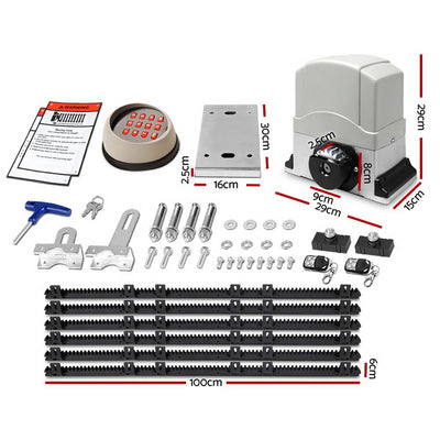 Lockmaster Automatic Sliding Gate Opener Kit Keypad 6M 1200KG