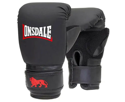 Lonsdale Glove & Mitt Combo Set Boxing Box Gym Training Black S-M