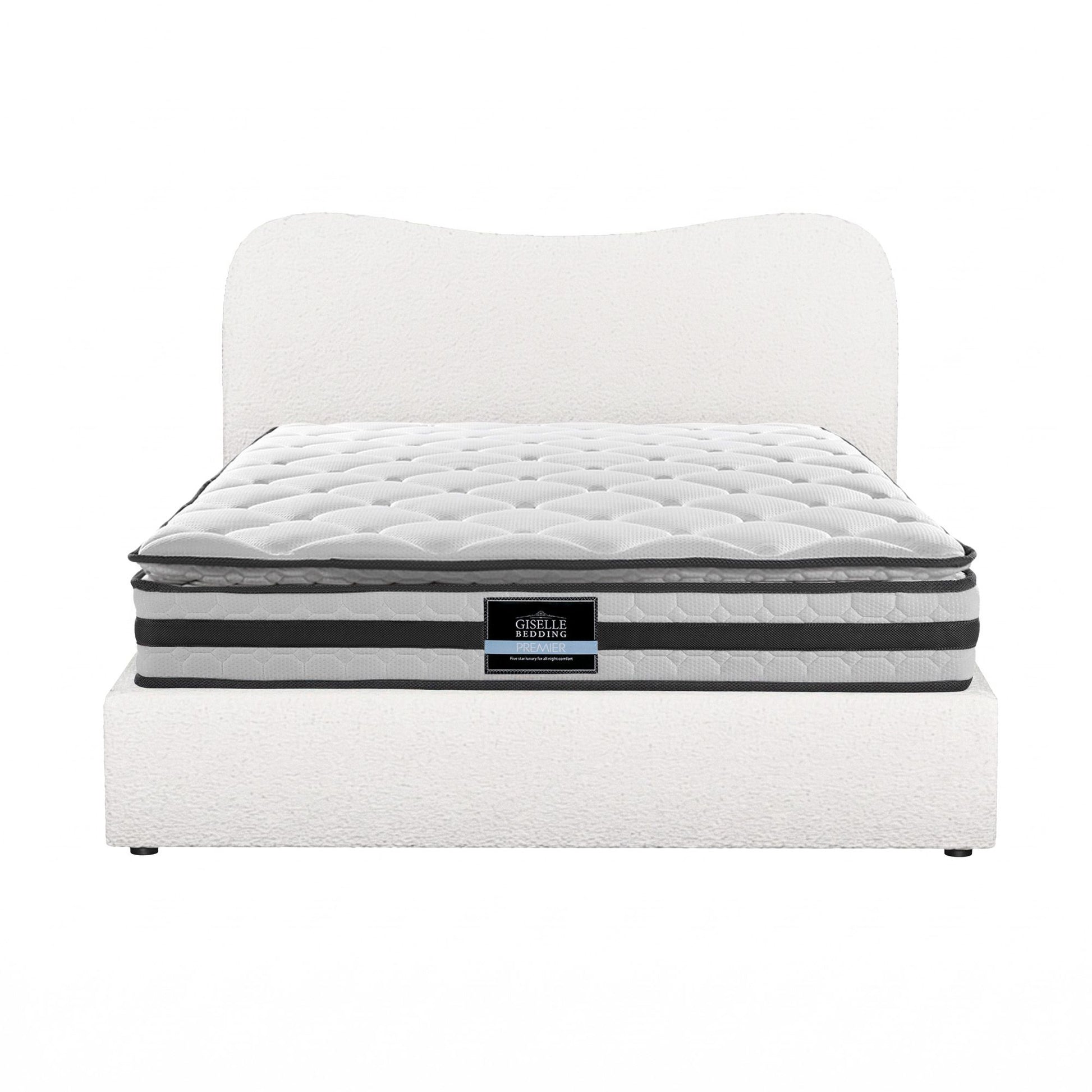 Giselle 21cm Bonnell Pillow Top Mattress Artiss Double Boucle Bed Frame Set