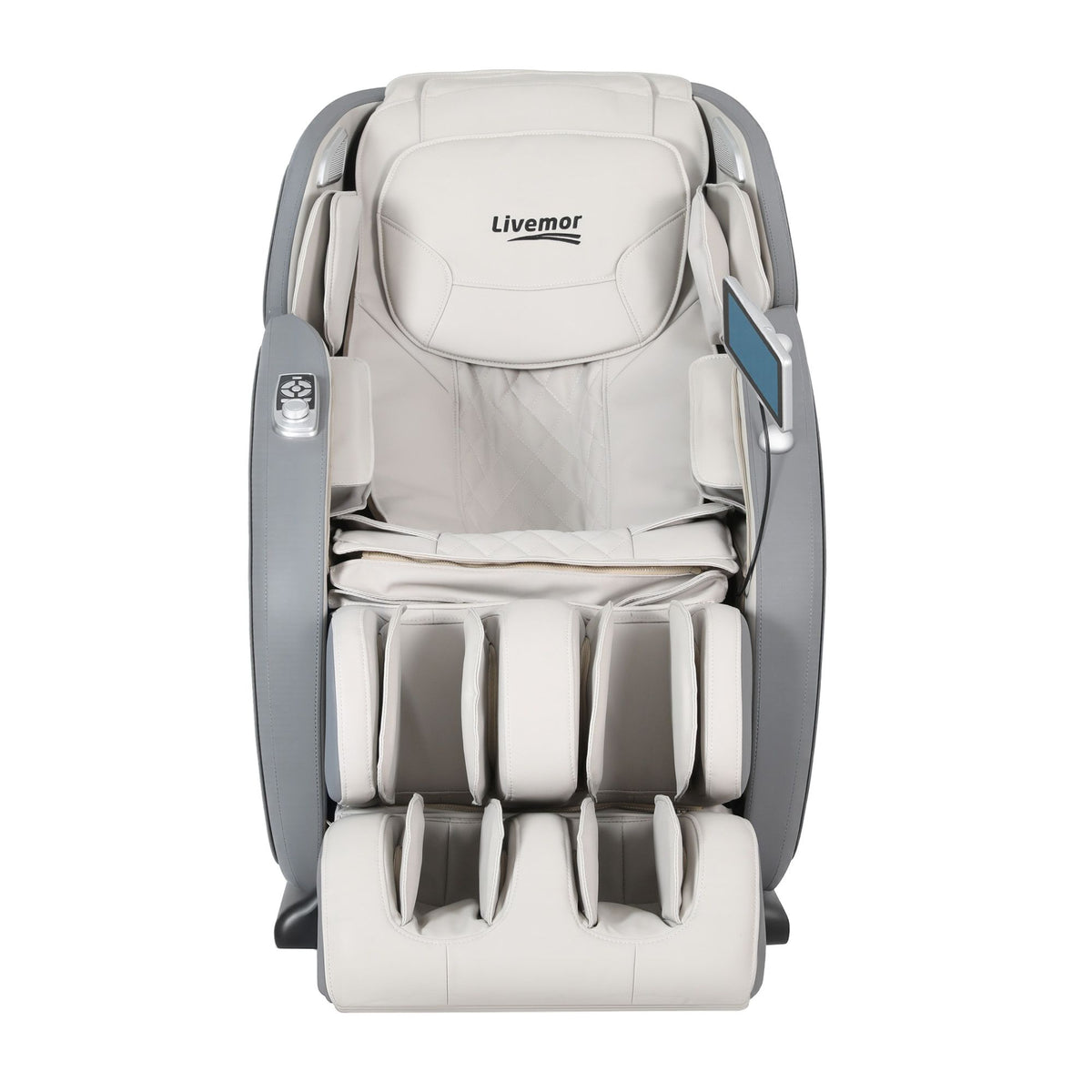 Livemor 4D Massage Chair Recliner - Full Body SL-Track Zero Gravity with AI Body Scan, Deep Tissue Electric Massager with Heat, 12 Auto Programs, LCD Touchscreen & Bluetooth, Grey