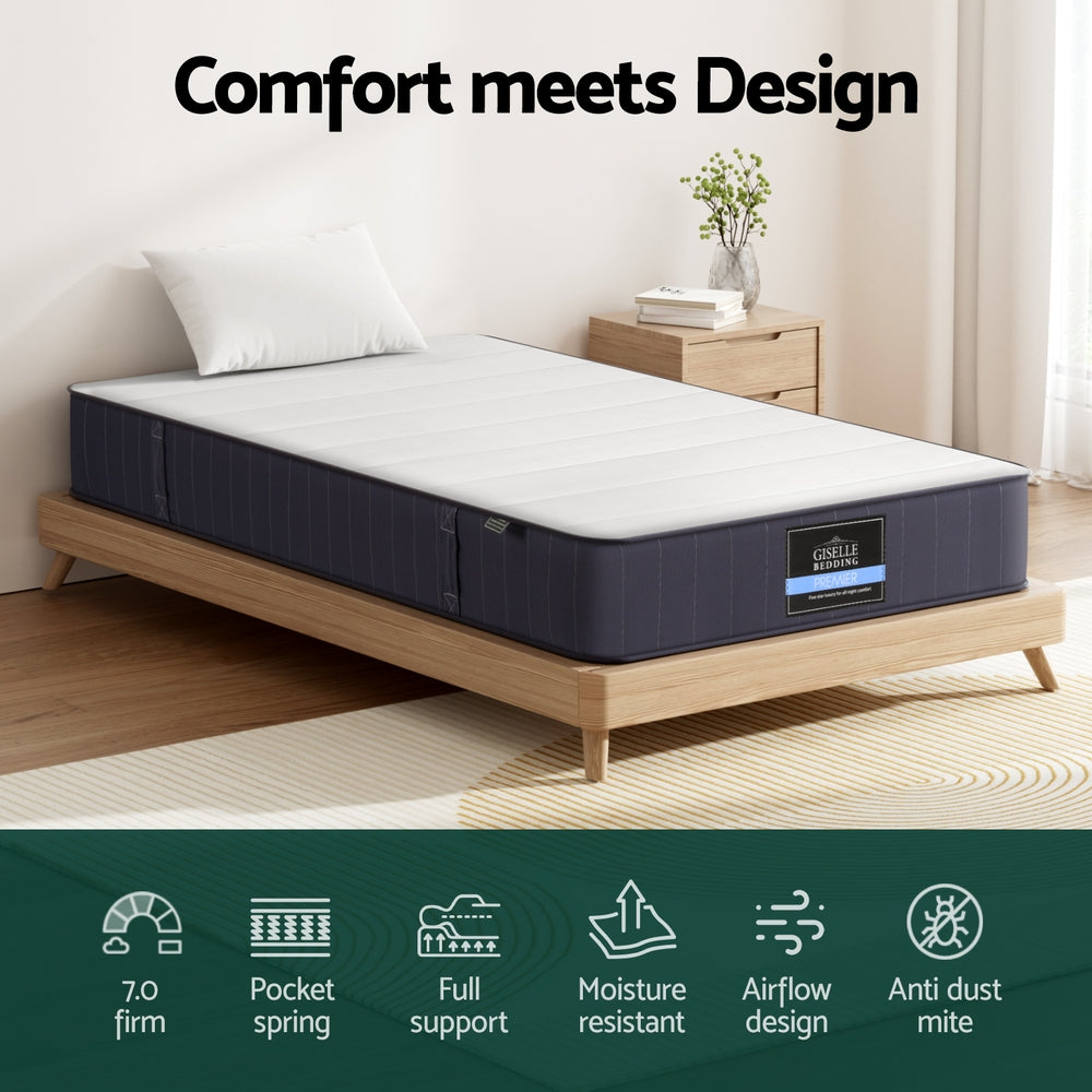 20cm Giselle Mattress Single Bed Pocket Spring Mattresses